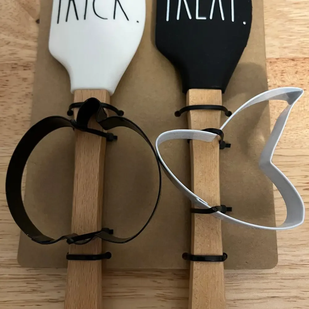 Rae Dunn Halloween Rubber Spatulas and Cookie Cutters - 4 Total Pieces - NWT